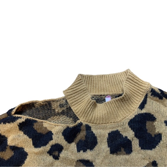 Animal Print Sweater w/ Neck Cut Out! - Picture 3 of 3